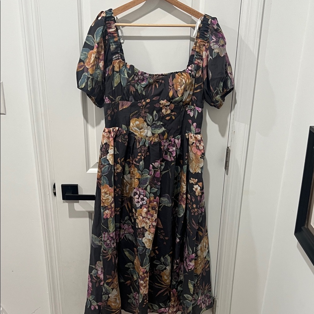 Lulu's Black Floral Midi Dress with Pastel Blooms - Picture 4 of 12